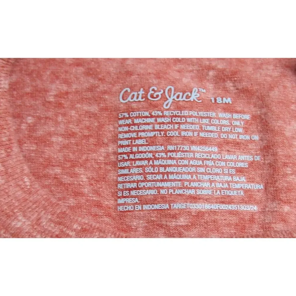 Cat & Jack Boy's Burnt Orange Long Sleeve T-Shirt Chest Pocket Size 18 months